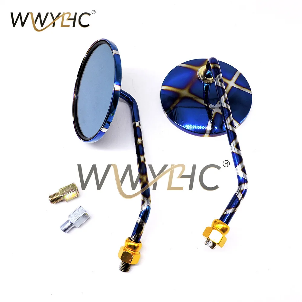 Motorcycle Rearview Mirror Modified Color-plated Personalized Round Mirror Inverted Rear Auxiliary  Electric Vehicle Scooter