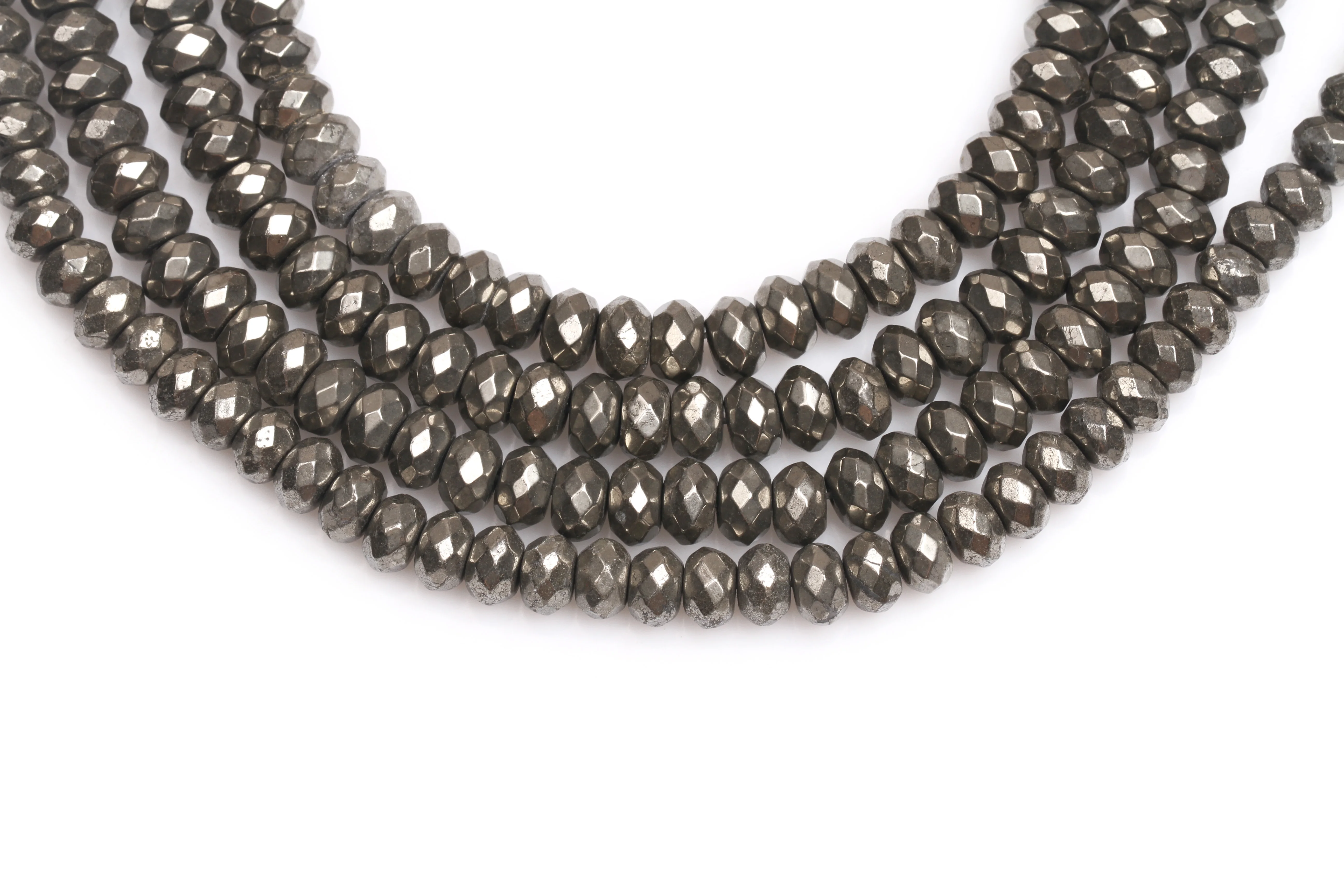 5x8mm Faceted Rondelle Gray Natural Pyrite Stone Gem Stone Semi Precious Beads Loose Bead For Jewelry Making Wholesale