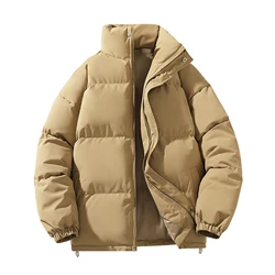 Men Thick Winter Black Parkas Casual Warm Coat Solid Color Cotton-padded Coats Fashion Outwear Men's Big Size Parkas 2024 M-3XL