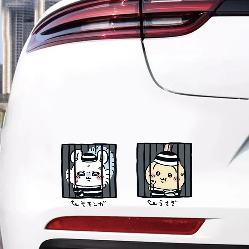 Chiikawa cartoon gevangenis grappige perifere auto motorfiets chassis reflecterende decoratiestickers