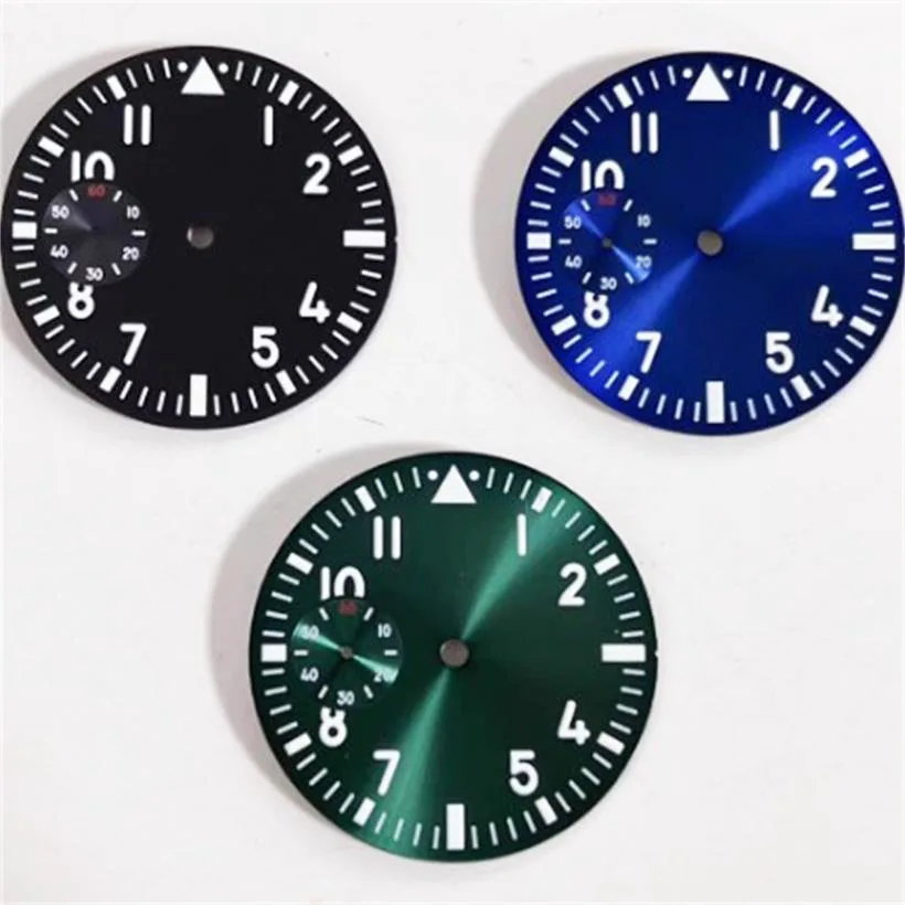 

38.8mm Watch Dial Black Dark Blue Green Luminous Dial Suitable For Seagull ST3600 ETA6497 6498 Movement Watch Accessories