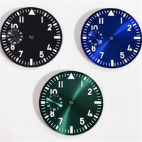 38.8mm Watch Dial Black Dark Blue Green Luminous Dial Suitable For Seagull ST3600 ETA6497 6498 Movement Watch Accessories