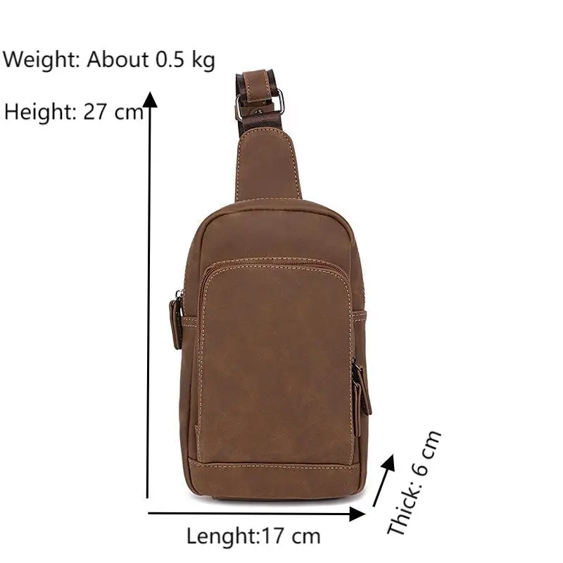 Crazy Horse Leather Chest Bags for Men Large Capacity Sports Cycling Chest Bag Male Outdoor Shoulder Crossbody Bags Chest Pack