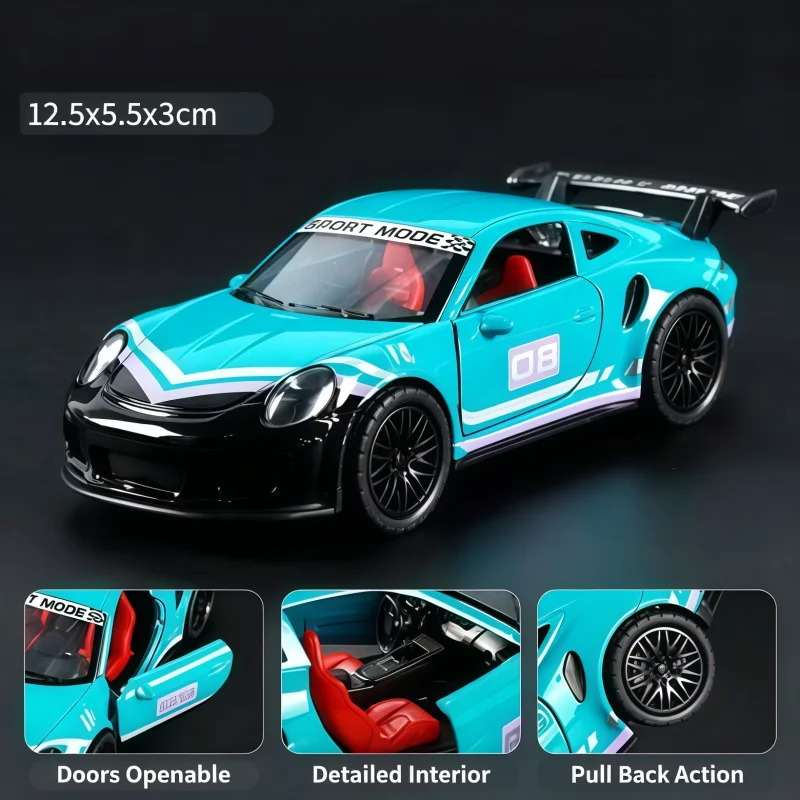 1:36 Alloy Racing Car Model, Pull-Back Toy Car, Open-Top Sports Car, Convertible, Open-Door Sports Car, Collectible Gift
