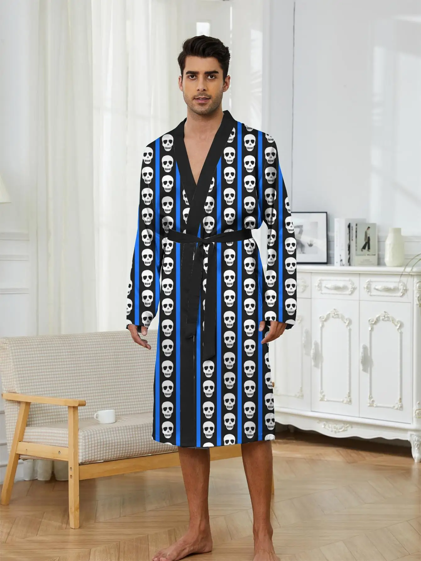

1pcs Men's Robes 2026 Spring/Summer Sleepwear Bathrobe Breathable Graphic Funny pajamas dressing gown 3D Printed Men's bathrobe