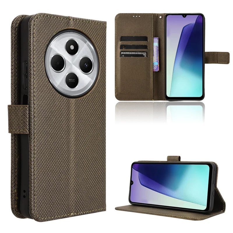 Voor Xiaomi Poco M7 5G Luxe Flip Diamant Patroon lanyard Kaart Tas Zakelijke Portemonnee Case Leer voor Redmi 14C 4G Telefoon Case