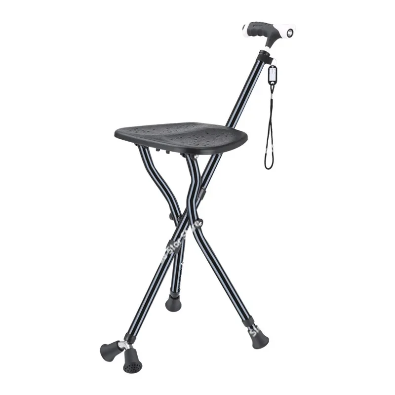 Multi-functional aluminum alloy for the elderly with lamp folding portable walking aid