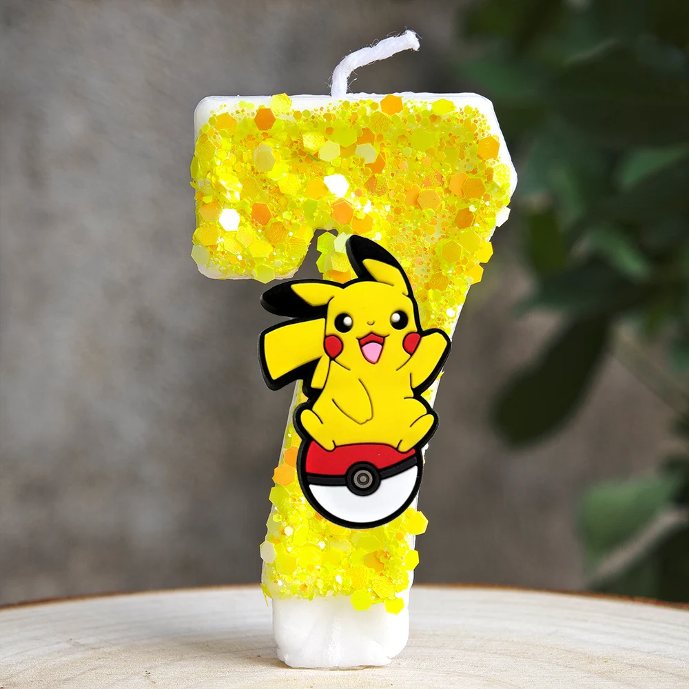 Pokemon Pikachu Kerze Cartoon 0-9 Nummer Geburtstagskerze Kind Babyparty Geburtstag Plug-in Kuchen Party Charakter Geschenkzubehör