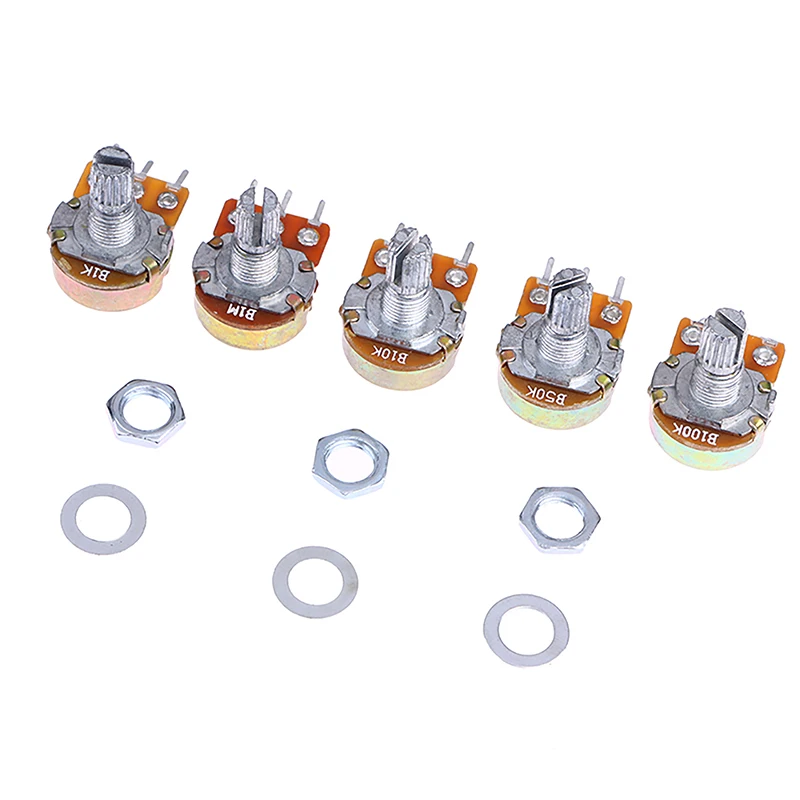 WH148 B1K B10K B50K B100K B1M 3 핀 선형 전위차계, 너트 및 와셔 포함, 15mm 샤프트, 선형 전위차계 키트, 10 개