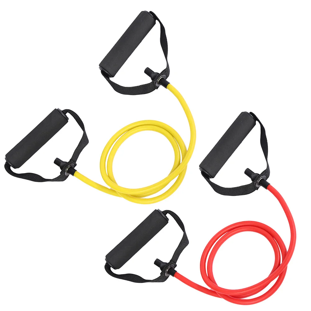 قطعتان من حبل السحب المتين المطاطي للياقة البدنية لجميع الأعمار، أصفر وأحمر