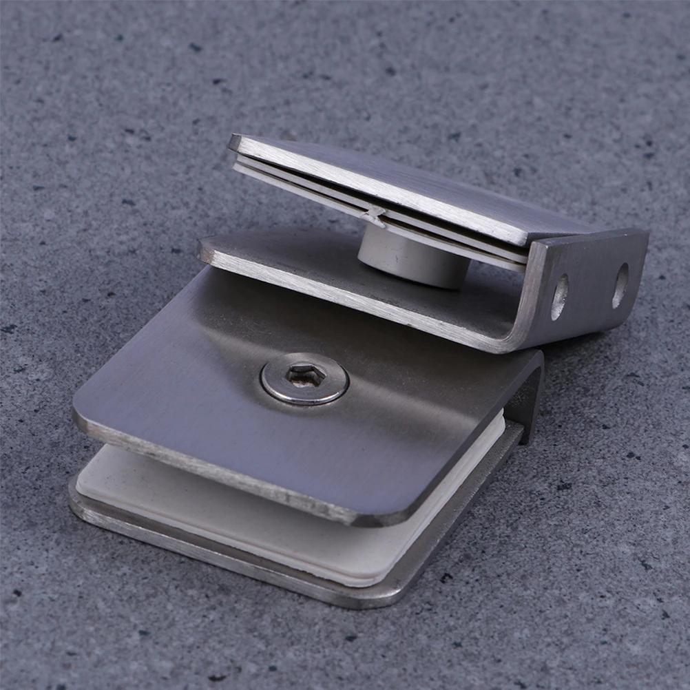 

2pcs Stainless Steel Clip Shower Door Hardware Mirror Mount Shelf Bracket Glass Retainer Clamps Bathroom Fixing Holder Flat