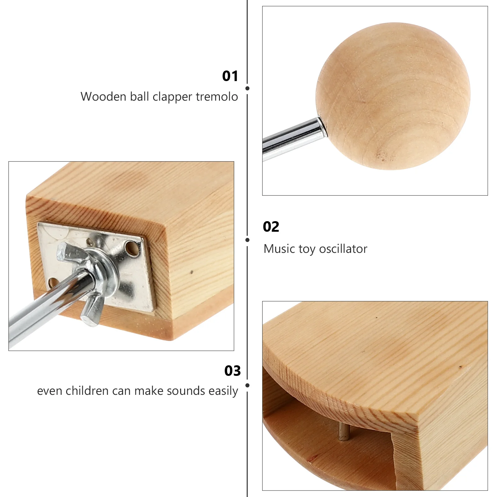 

1pc Wooden Percussion Instrument Wood Color Fine Polished Safe Edges Premium Material Long Lasting Kids Music Education