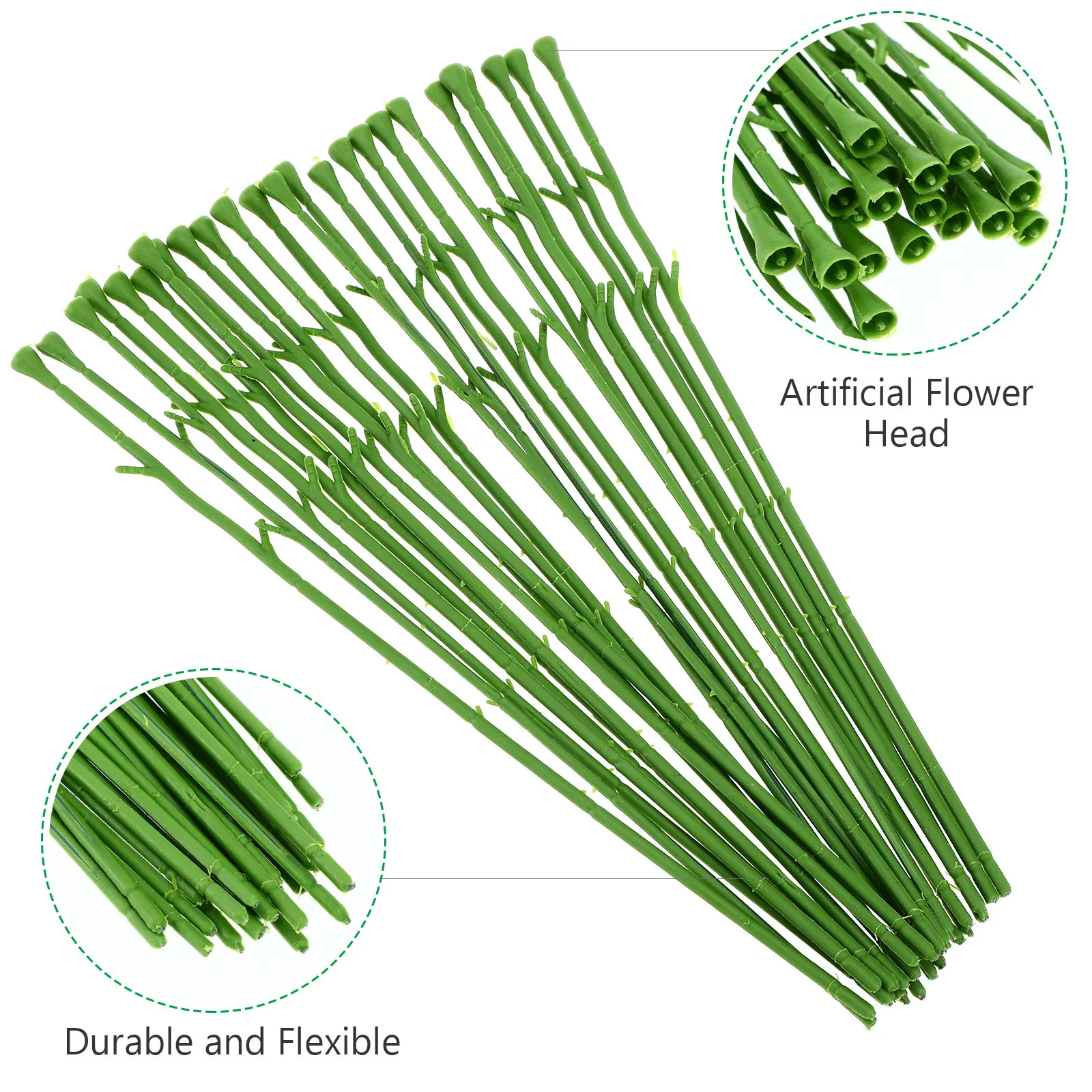 100Pcs Fake Flower Stem with Realistic Flower Head Accessory for Soap Making Craft DIY Floral Arrangement Flexible Bendable