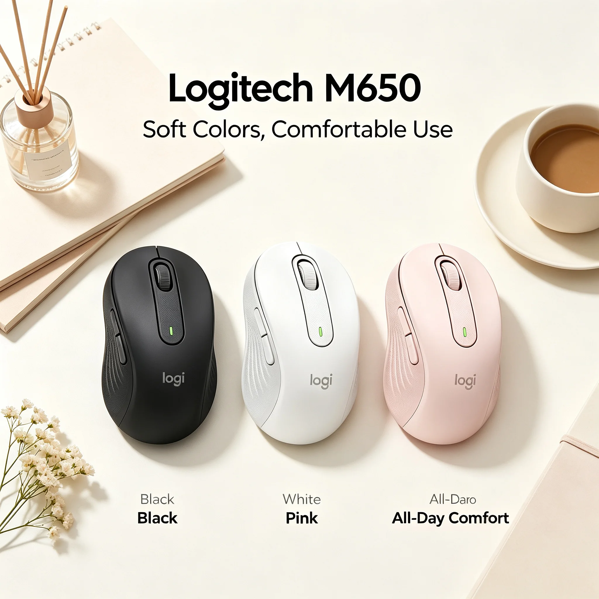Logitech M650 Bluetooth Mice Wireless Silent Ergonomic Grip Multi-device For Laptop Tablet Desktop PC