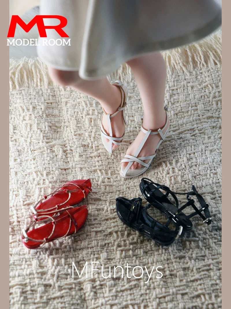 1/6 Scale Female Flat Feet French Sandals Cross Thin Strip Shoes Model Fit 12 inch Soldier Detachable Feet Action Figure Body