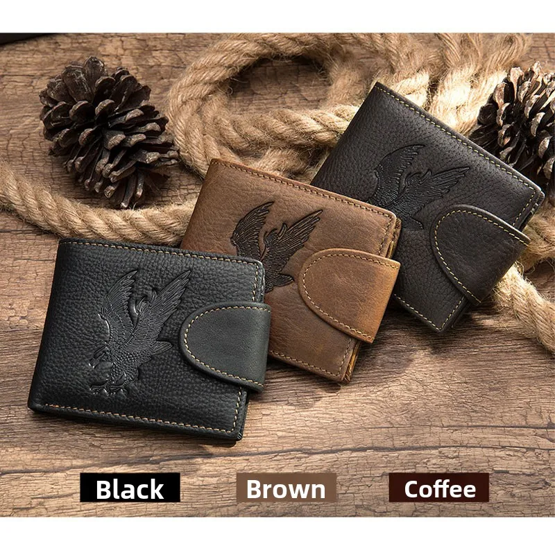 

Кошелек из натуральной кожи, мужской горизонтальный кошелек для монет, модный повседневный кошелек в стиле ретро с верхним слоем из воловьей кожи