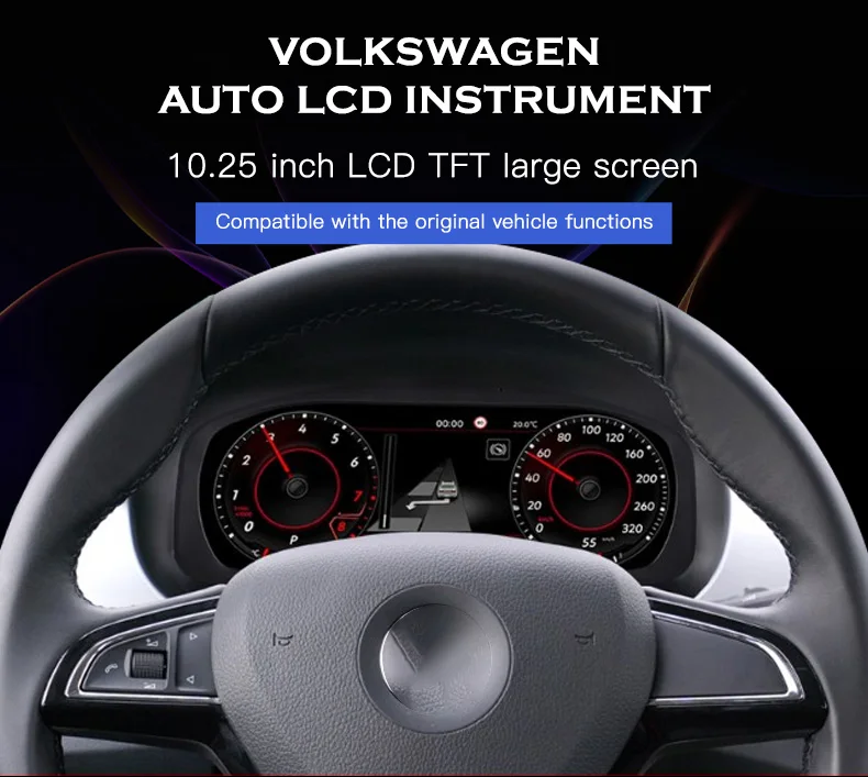 LCD Meter Screen for Volkswagen Skoda Fabia 2008-2014 Car Speedometer Auto Dashboard Digital Cluster Carplay Navigation