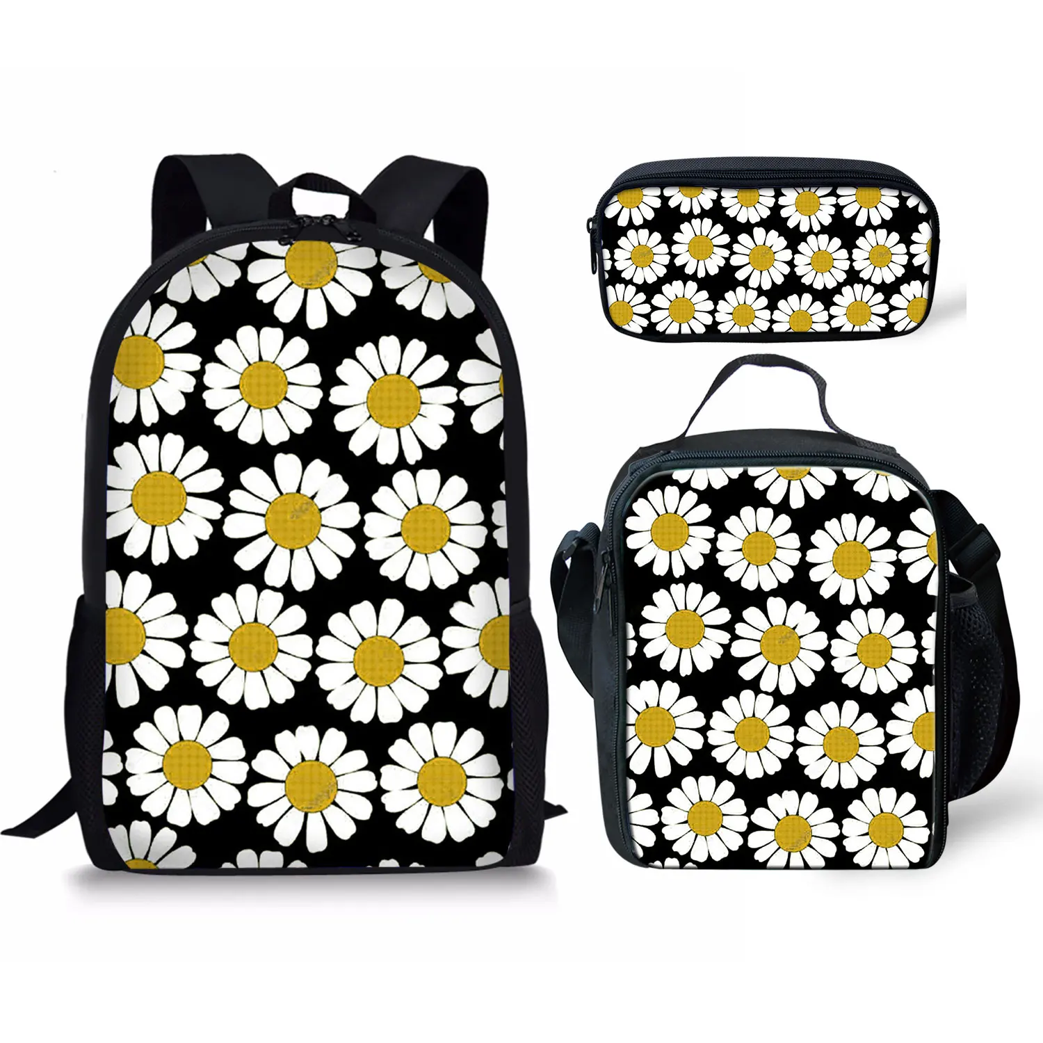 Trendy Popular Peculiar New Sunflower 3D Print 3pcs/Set Student School Bags Laptop Daypack Backpack Lunch bag Pencil Case