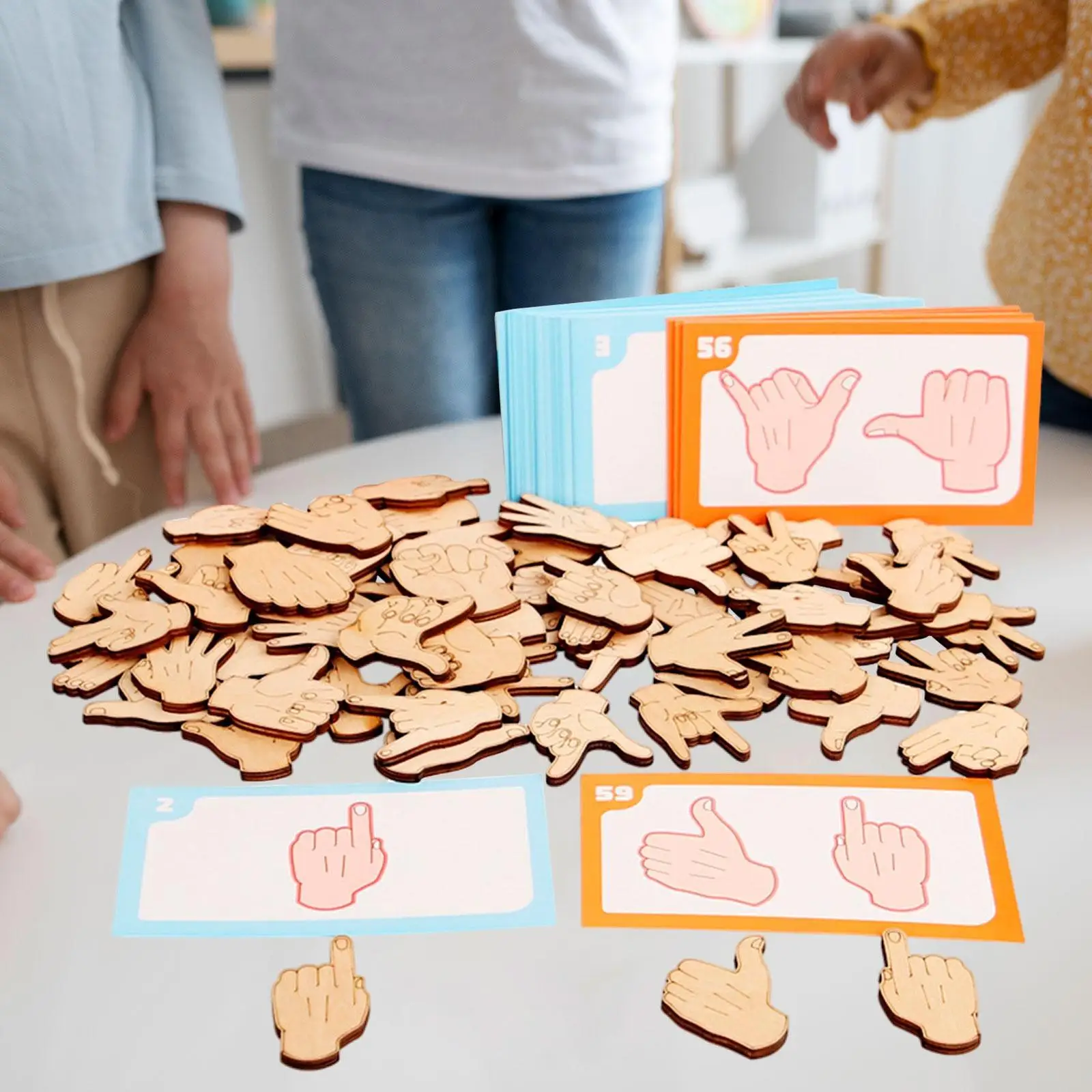 

Educational Matching Game Wooden Matching Gesture Puzzle for Home Travel