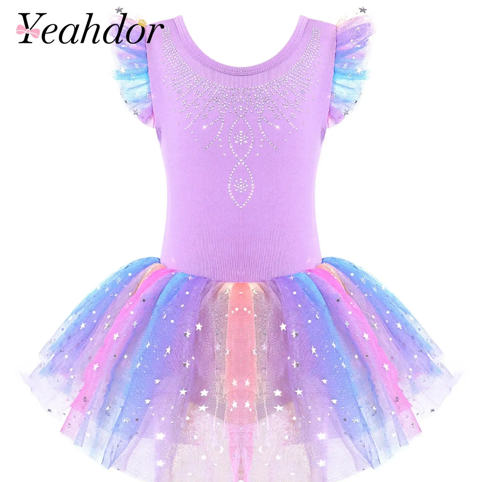 Professional Ballet Tutu for Girls Ballet Dance Dress Kids Cross Back Sequin Tulle Dress Practice Performance Recital Costume