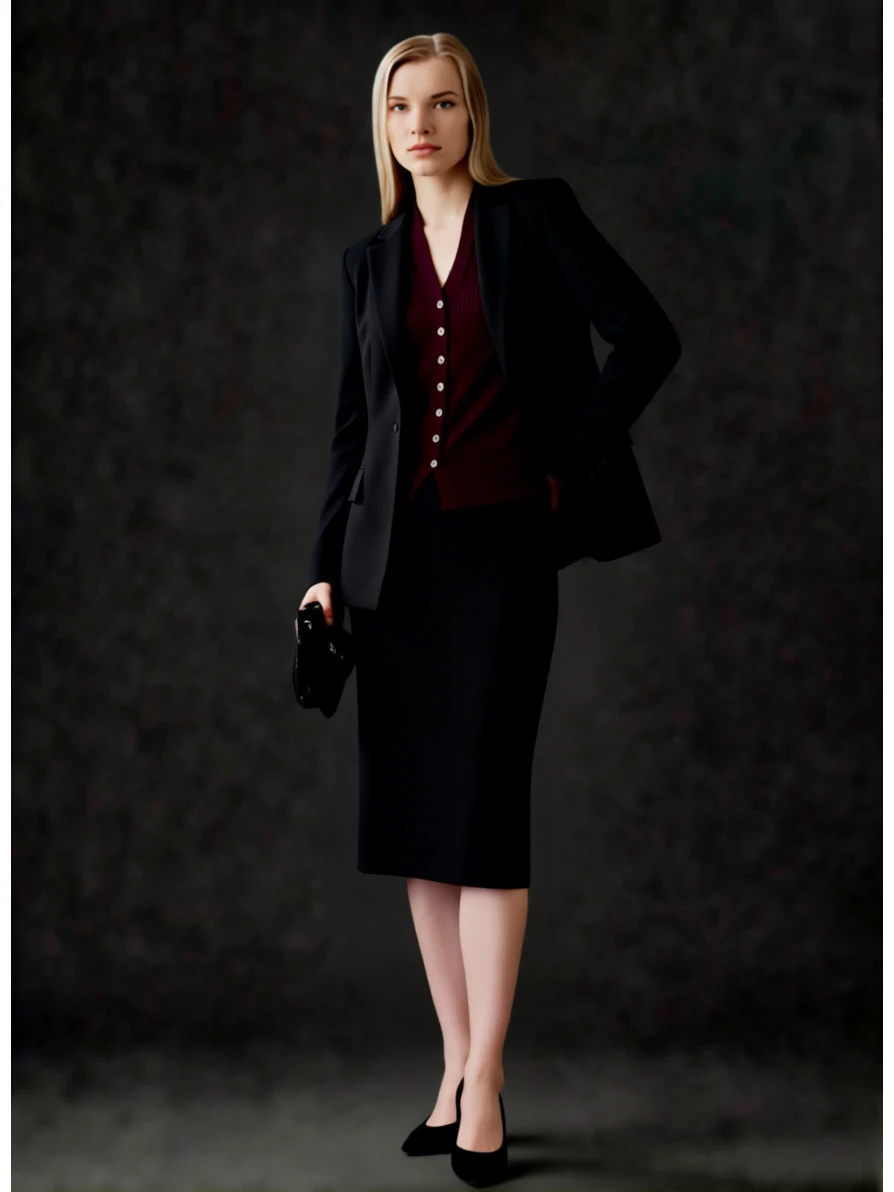 

Ele Profional f Skirt Spring Autumn Wool Yarn Tailored 3D Cut Midi Skirt Ci Commute Stand Fit H-ape