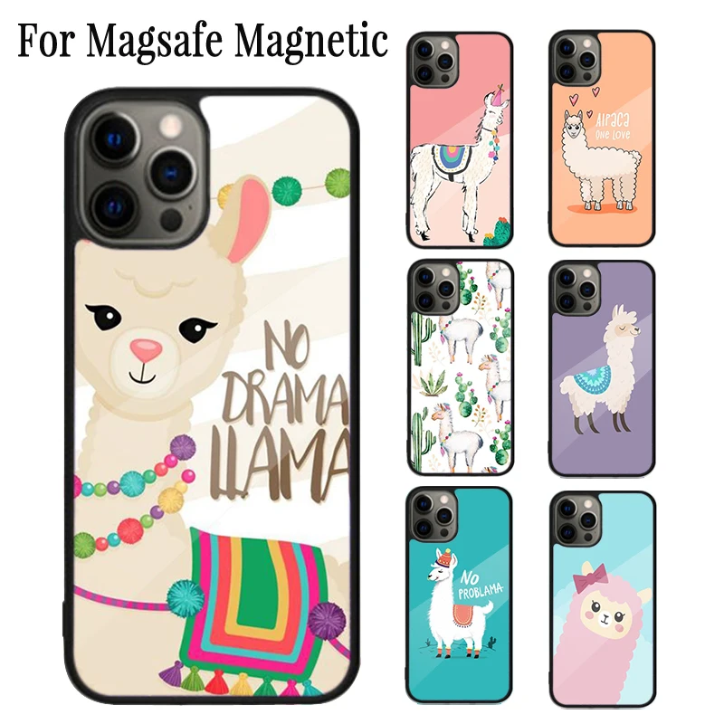 Lama Llama Alpacas Animal Magnetic Phone Case Coque For iPhone 16 15 14 Plus 13 12 Mini 11 Pro Max Magsafe Wireless Cover