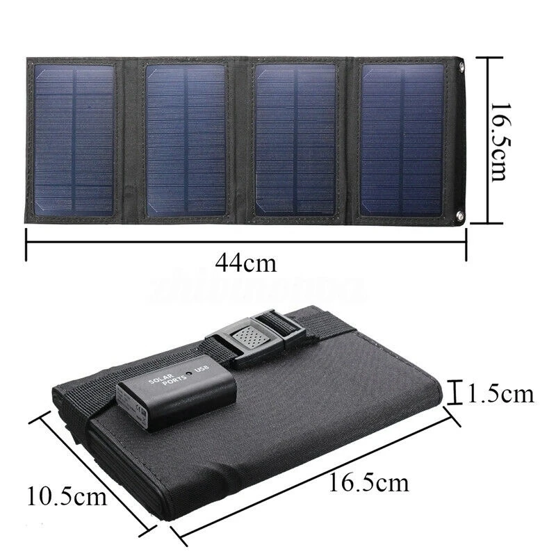 20W 5V Portable Solar Panel Solar Charger Foldable Waterproof USB Port Charger for Phone Battery Outdoor Camouflage/Black