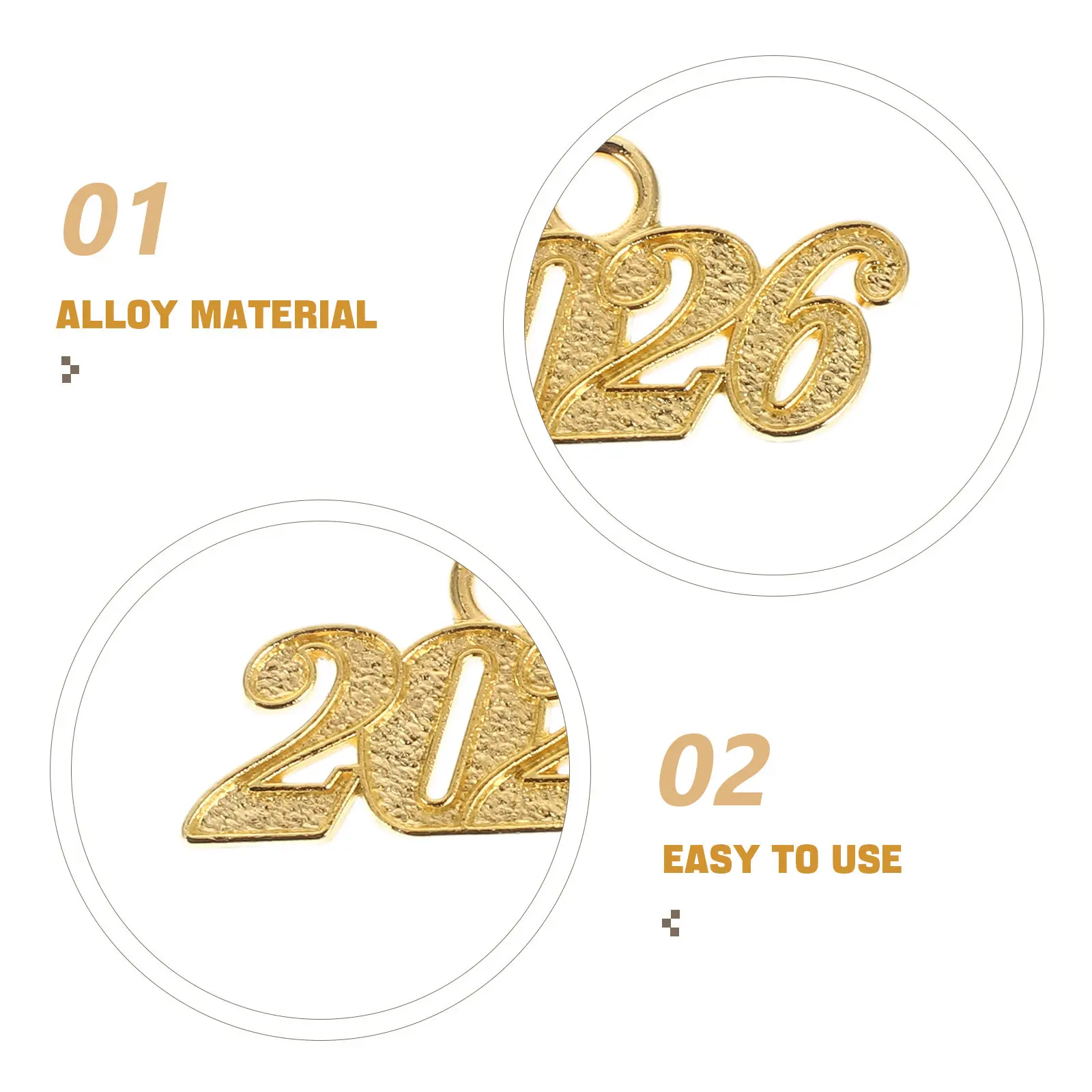100Pcs 2026 Year Number Charms Graduation Memorial Pendants Metal Mini Charms for Jewelry Craft Supplies Bracelet Necklace