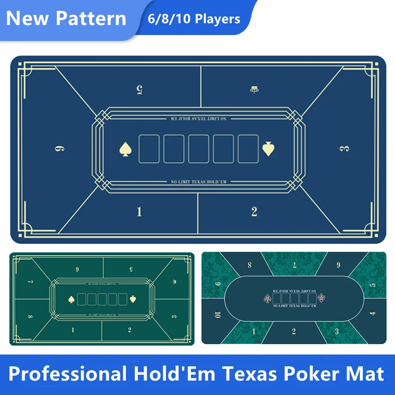 Rubber Hold'Em Texas Poker Mat Travel Mahjong Chips Dice Board Game Rubbermats Home Gaming Desk Pad Family Party 6/8/10 Players