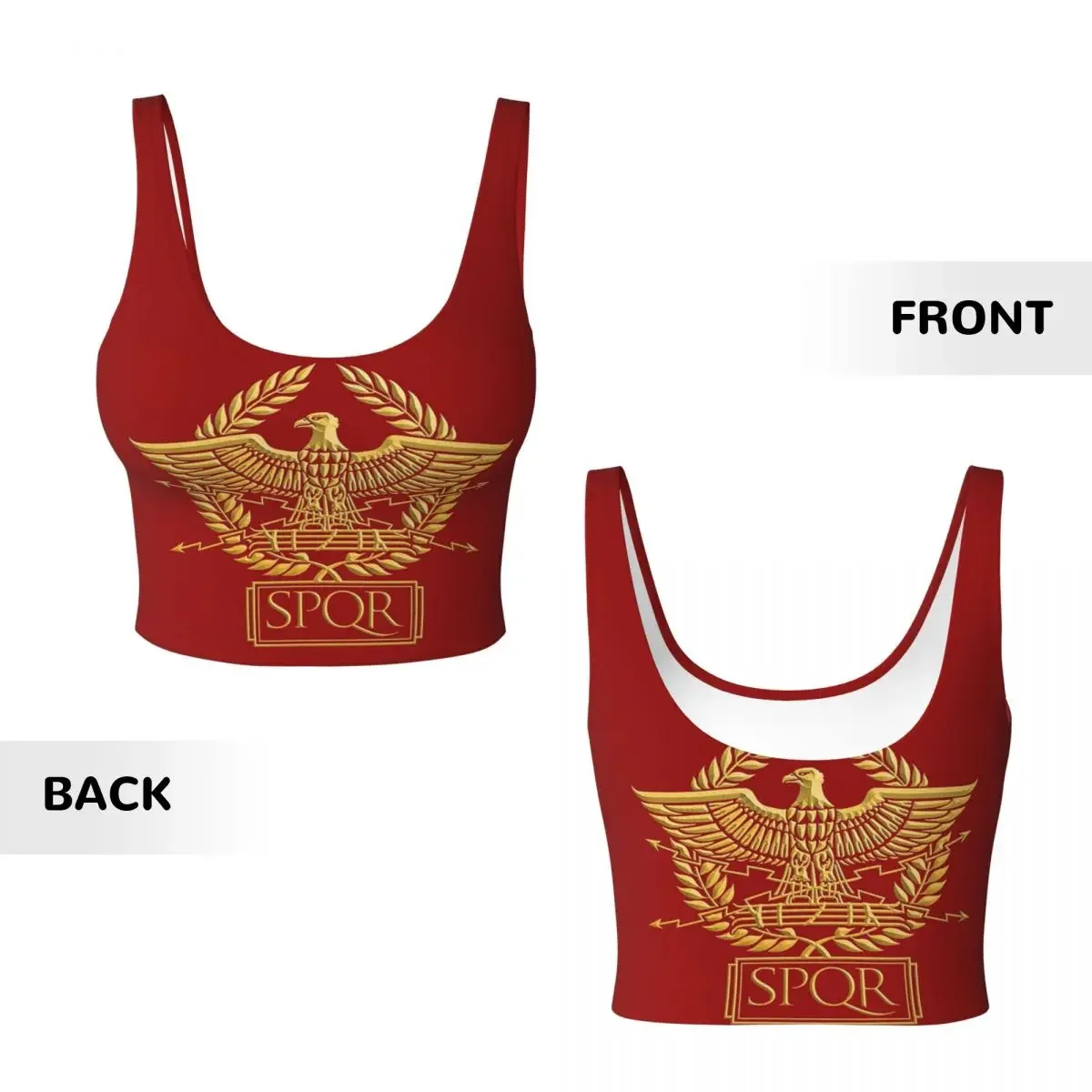 Custom Rome SPQR Roman Women Sports Vest Bras Gym Workout High Impact Yoga Crop Tank Tops