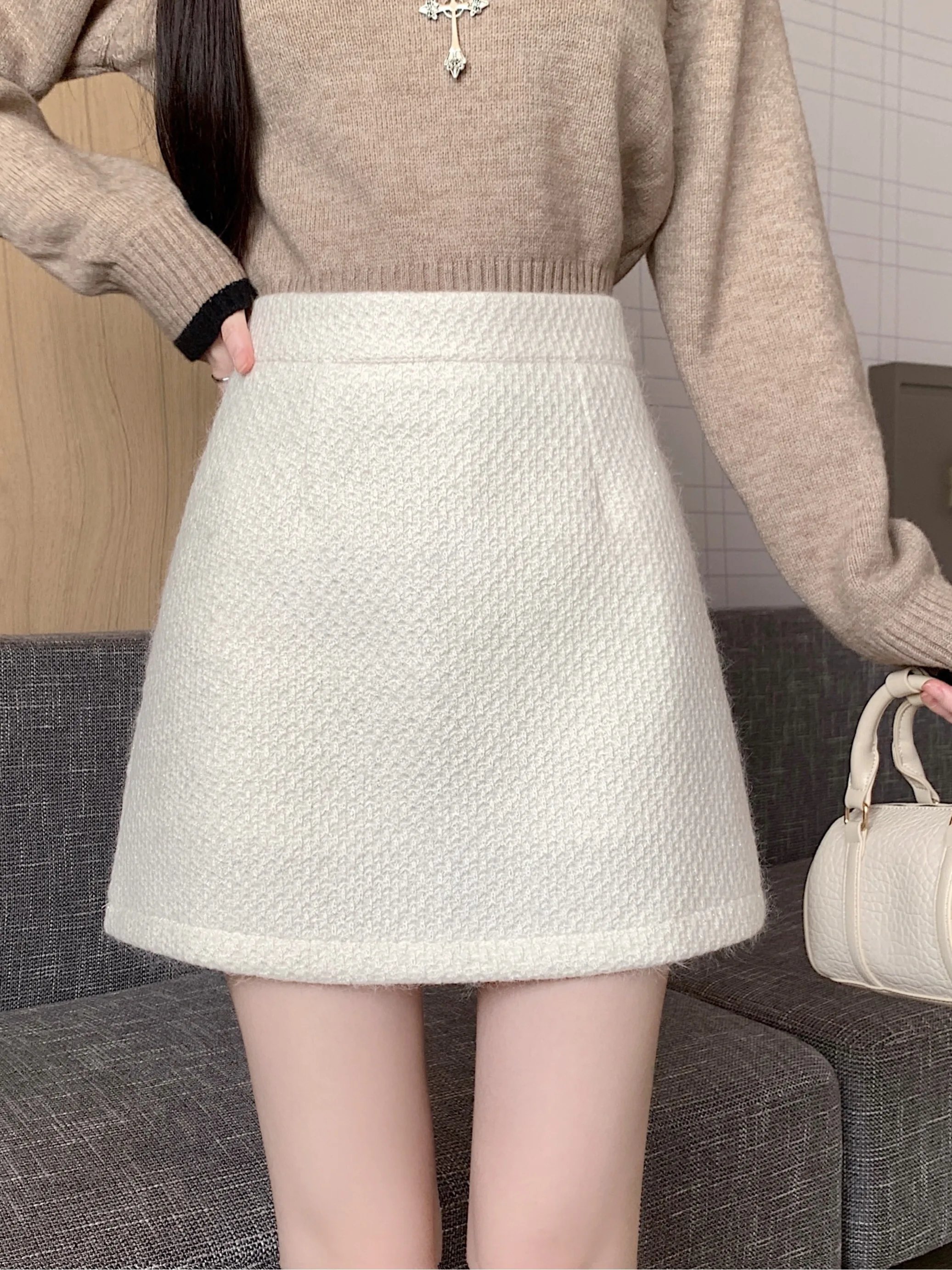 

Ele ort Woolen Skirt High Waist Bodycon for ort Women Autumn 2025 New Sle A-Line f-length Skirt for Ladies