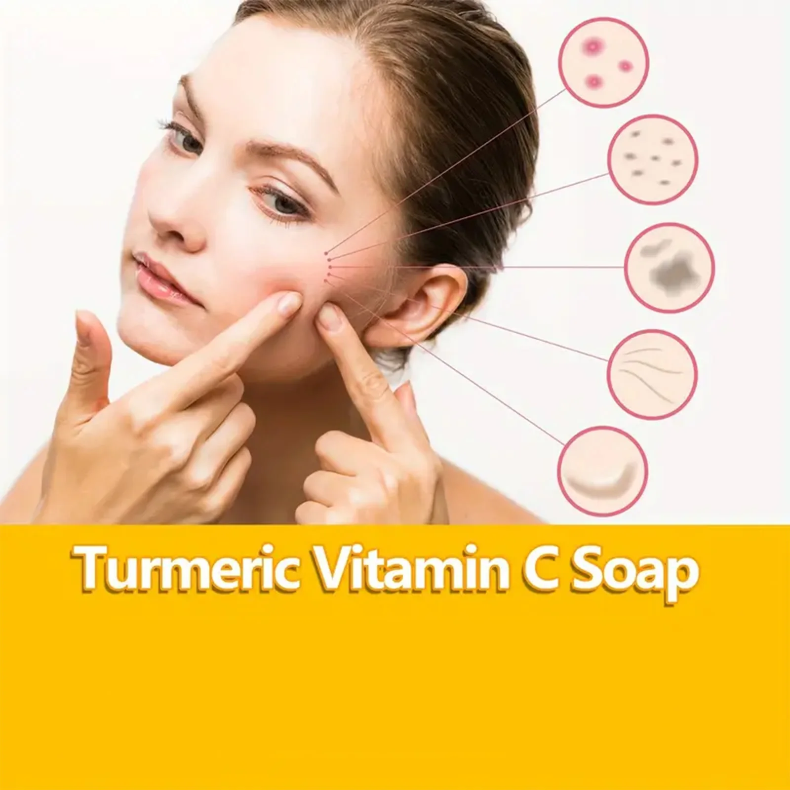 Lemon and turmeric soap face cleanser anti-acne whitening brightening face remove acne lighten dark spots turmeric soap