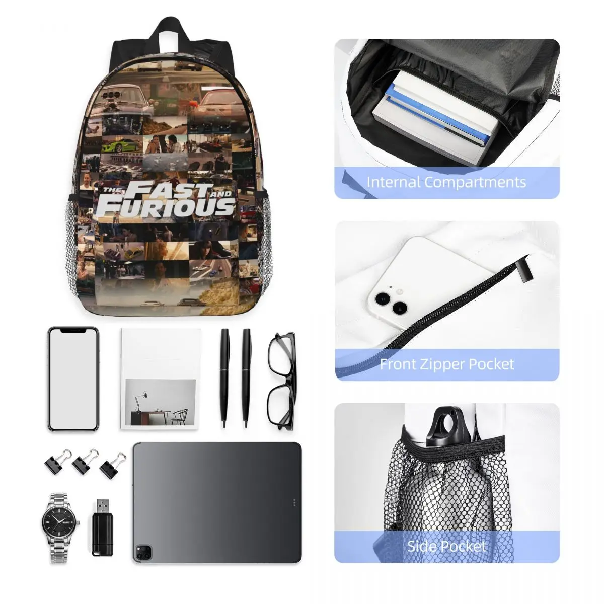 Fast And Furious Legends Tribute Backpack Hot Sale Daypack Large Capacity Boys Girls BookBag Shoulder Bags Men Women School Bag