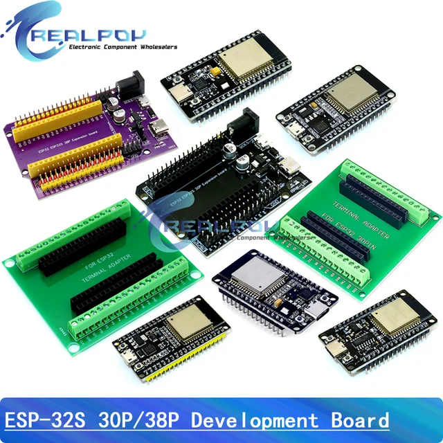 ESP32 ESPWROOM32 Micro/Type-c USB CH340C CP2102 WiFi+Bluetooth Ultra-Low Power Dual Core ESP32-DevKitC32 ESP-32S Expansion Board