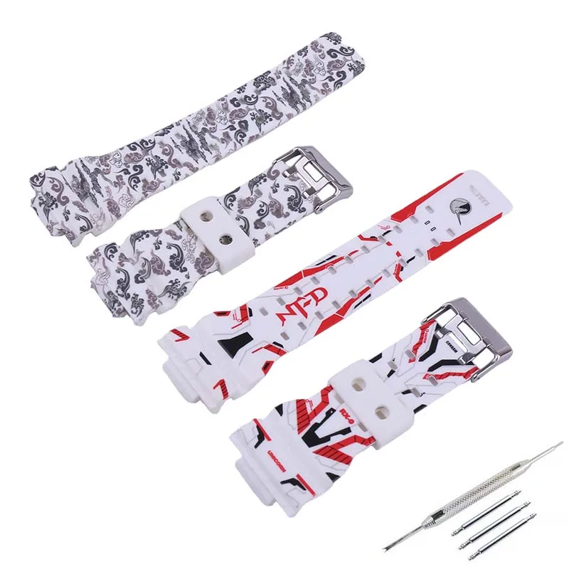 Resin watch strap 16mm for Casio GD GA110 GAX GLS-100 120 130 700 140 150 710 8900 rubber watch band camouflage wristband