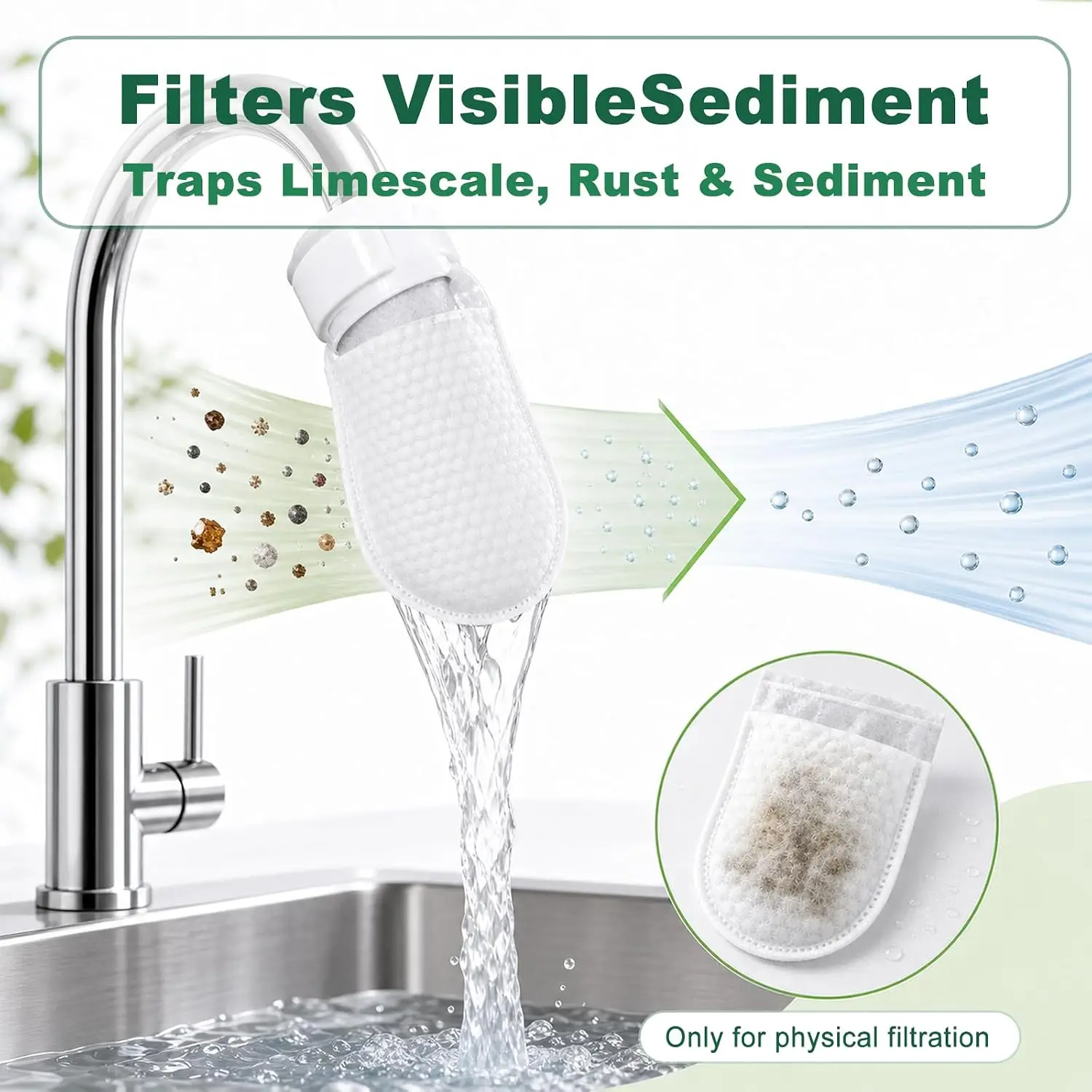 Faucet Filter Bags - Effectively Remove Limescale, Rust, and Other Deposits. Suitable for Kitchen Sinks.