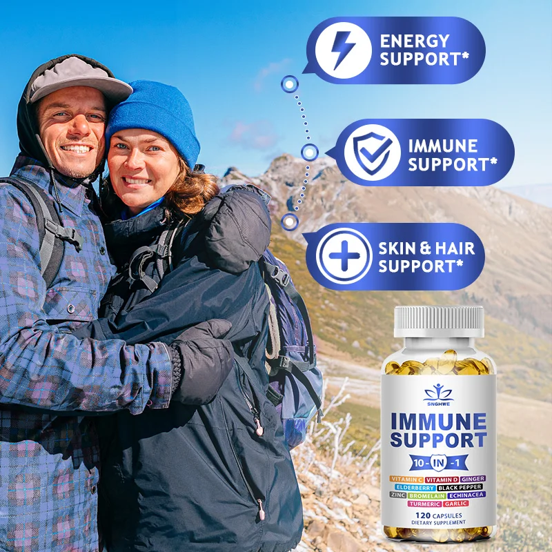 10 In 1 High-Quality Immune Complex Vitamin D3&C Supplements-Luxurious Choice For Advanced Immunity-Echinacea Elderberry&Ginger