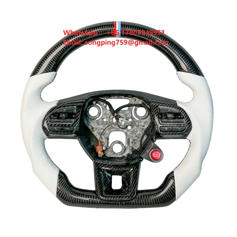 Factory Direct Sale Black Carbon Fiber White White Perforated Leather Sports Steering Wheel Suitable for MG MG5 MG6 Custom