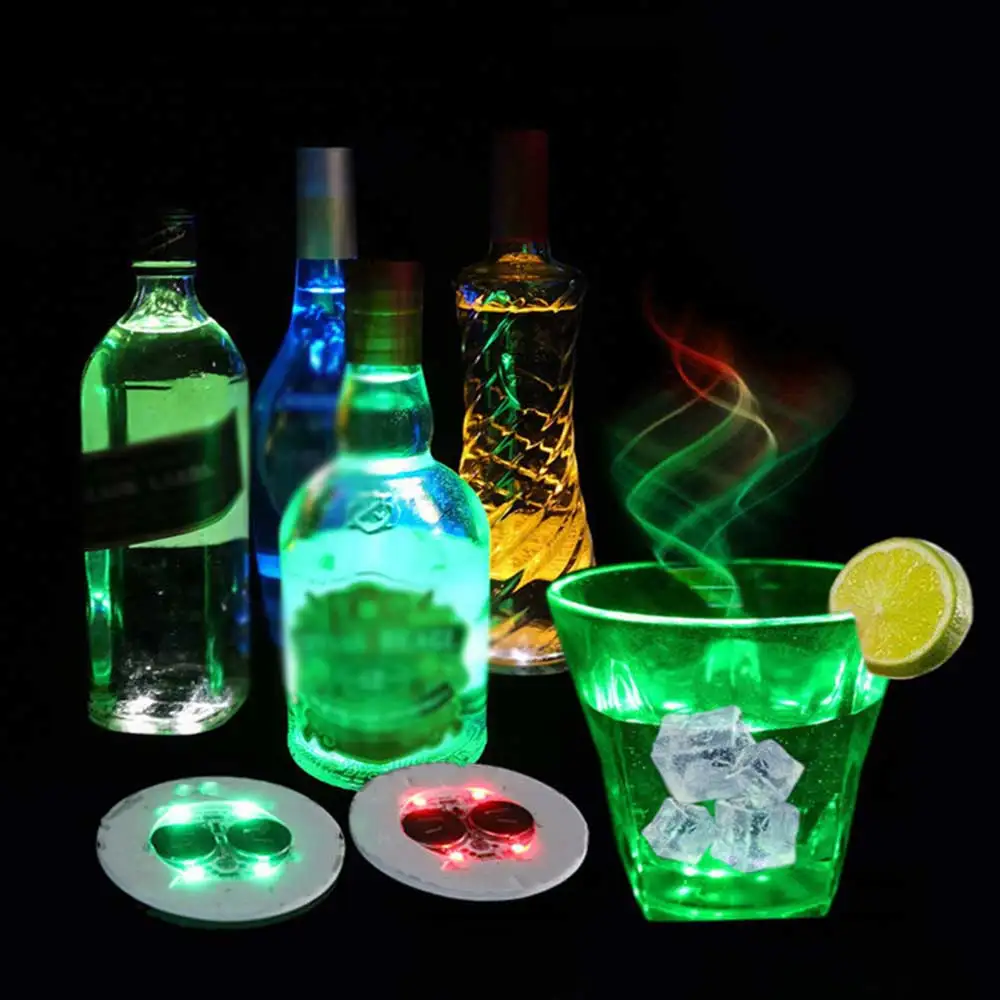 10 buah lampu Coaster LED Bar KTV pesta pernikahan Cocktail cangkir minuman vas pencahayaan bercahaya botol minuman pesta alas cangkir