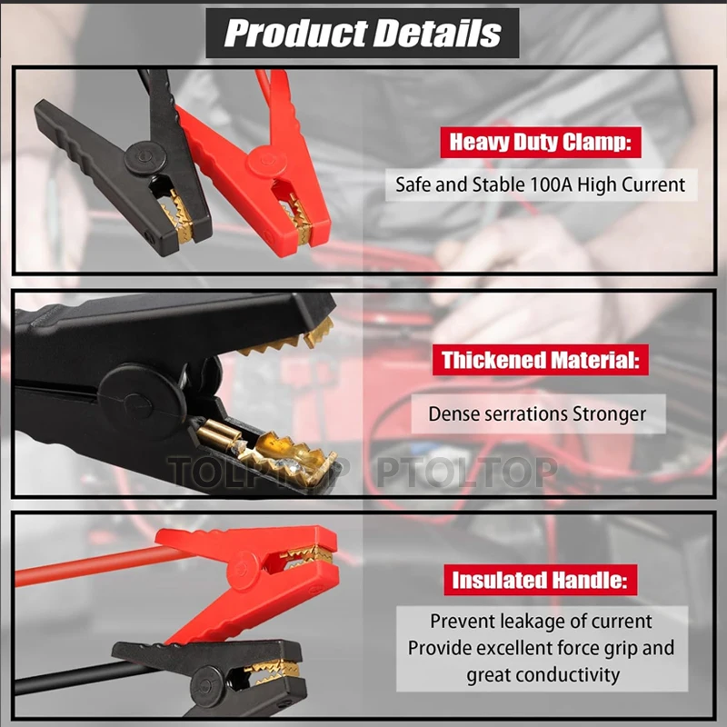 Imagem -02 - Carro Li-ion Bateria Jump Starting Adapter Auto Booster Cabos Jumper Cabos Acessórios para Makita Dewalt Milwaukee 11awg 18v 20v