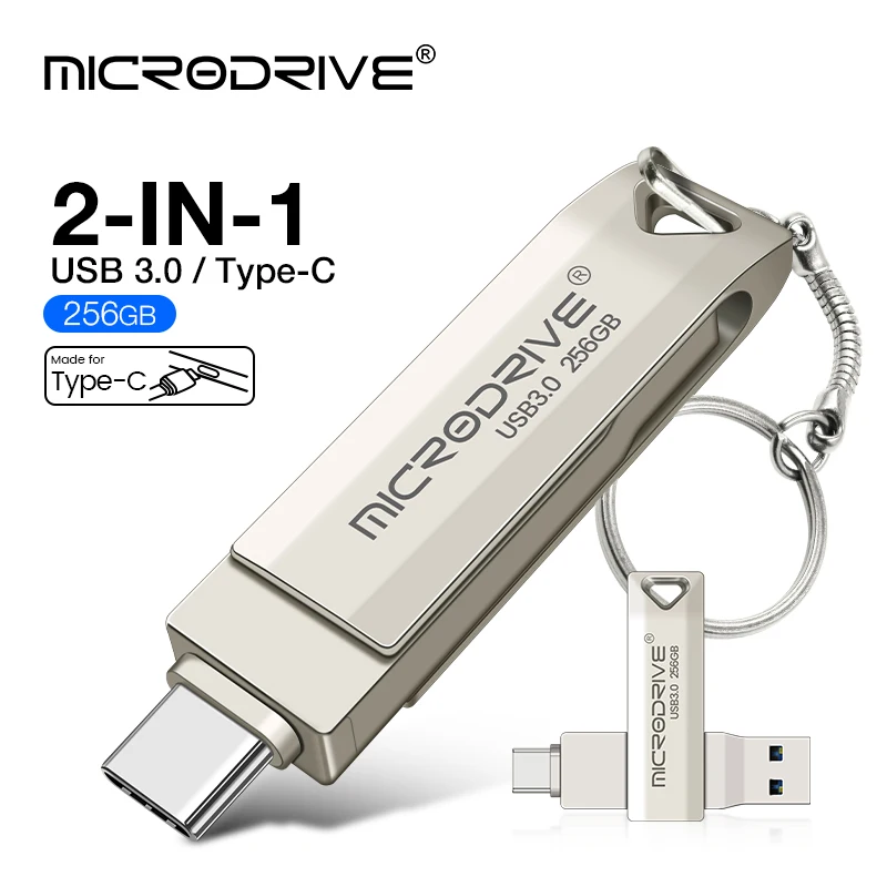 2 en 1 OTG USB-C Flash Pen Drive Memory Stick de metal USB 3.0 Flash Disk 64GB 128GB 256G 512G USB3.0 Dual C Pendrive
