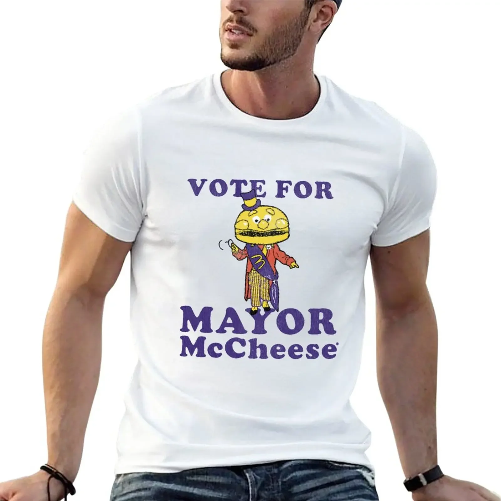 New Vote for Mayor McCheese - Vintage Repro T-Shirt graphic shirts boys whites oversizeds graphics plain white t shirts men