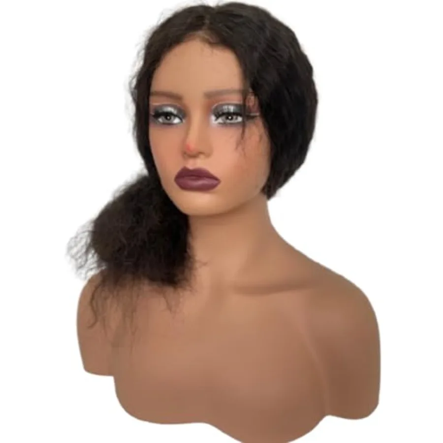 Реалистичная женская голова манекена с плечами, мягкая голова манекена для парика, стильные ювелирные изделия светло-коричневого цвета, модный S