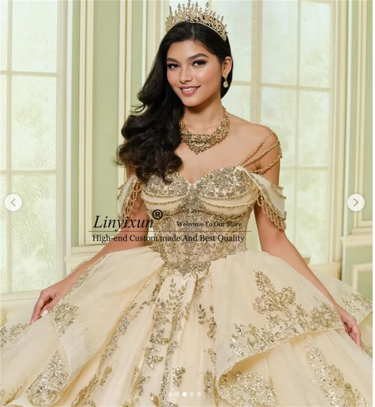 

Mexican Ball Gown Quinceanera Dress With Applique Lace Sequins Customized Tiered Sweet 16 Gowns Birthday Vestido De 15 Anos