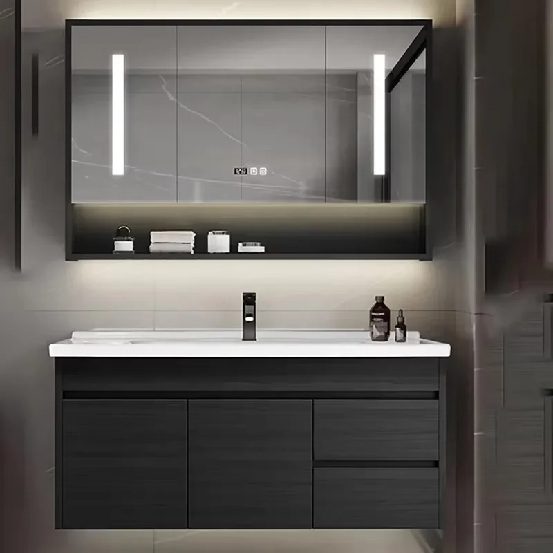 Vanity Bathroom Wc Furniture Mirrors Wall Pharmacy Cabinet Storage Shelf Medicine Multipurpose Towel Wooden Washbasin Locker