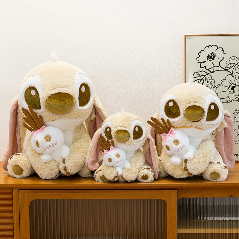 25-60cm Disney Lilo y Stitch juguetes de peluche dibujos animados Anime Kawaii Plushie muñecas doradas almohada suave relleno Navidad niños regalo de cumpleaños
