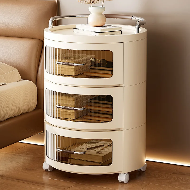 Bedroom bedside table, living room storage cabinet, bedside drawer rack with wheels, multi-function trolley, large capacity