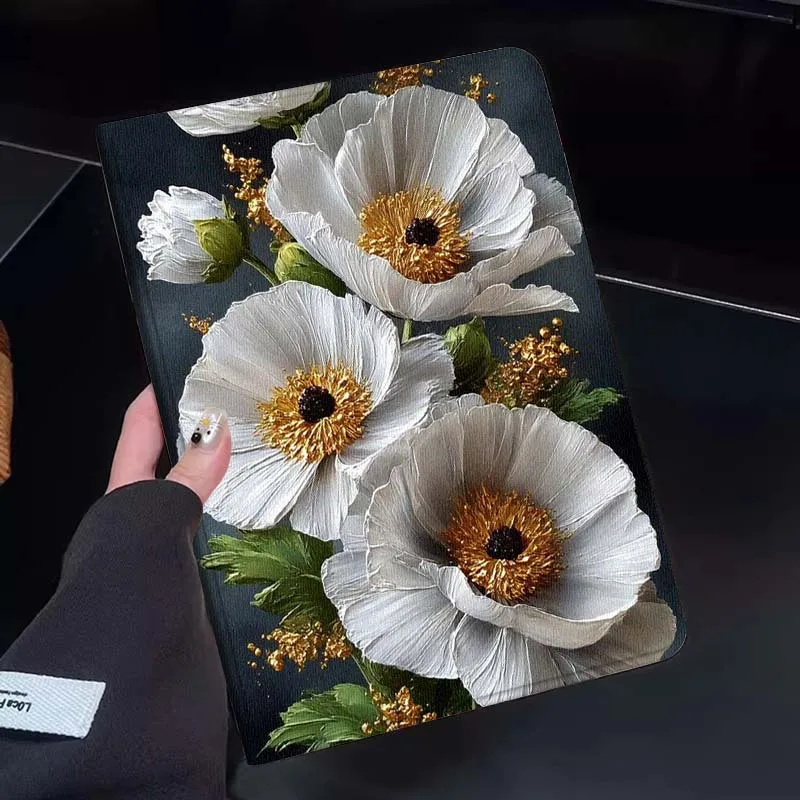 

White Anemone Flower Bouquet Tablet Case For Huawei Honor MatePad MediaPad Air 5 6 7 11 V6 V7 V8 V9 X9 X8 T10 T10s C5e T5 Gift