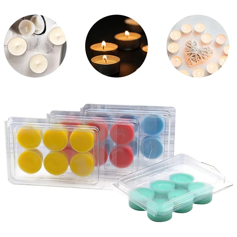 150 Pack Wax Melt Clamshells Molds, 6-Cavity Clear Empty Plastic Round Shape Square Wax Melt Container (Round) Easy To Use