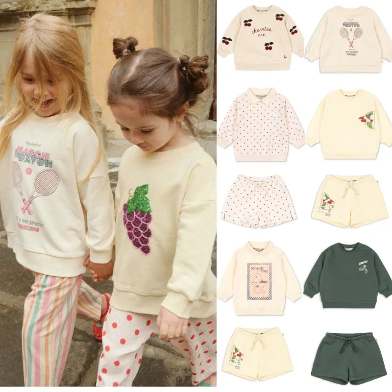 Children's Sportswear: Fall 2026 New Arrivals—Cute Cartoon-Printed Boys' Sweatshirt and Shorts Set, Cute Girls' Cotton Jacket